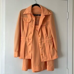 Vintage coral blazer coat with matching A-line Midi skirt